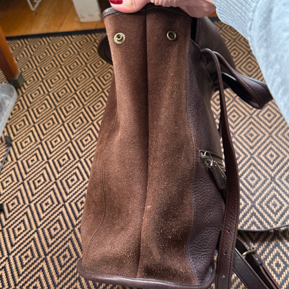 Vintage Coach Berkeley suede & leather convertible backpack 9016 mahogany - Picture 10 of 13